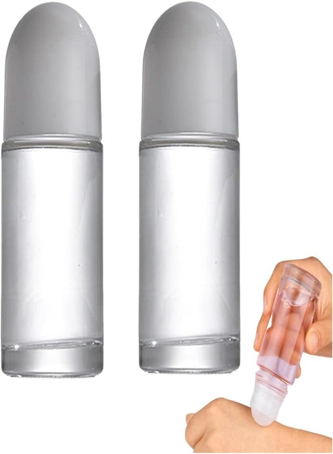 aoukoslt 2Pcs White 50ML Glass Empty Roller Bottles with Plastic Roller Ball, Roll On Containers Leak Proof Massage Ball with Cap for Essential Oil Refillable Containers, Roller Bottles - Image 1